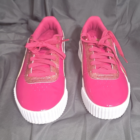 PUMA Vibrant Pink Sneakers with White Soles - Picture 1 of 4